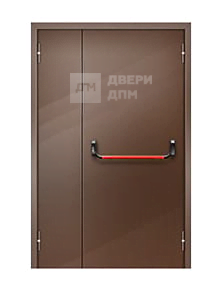 Коричневая противопожарная дверь EI-60 полуторная глухая ДП-670